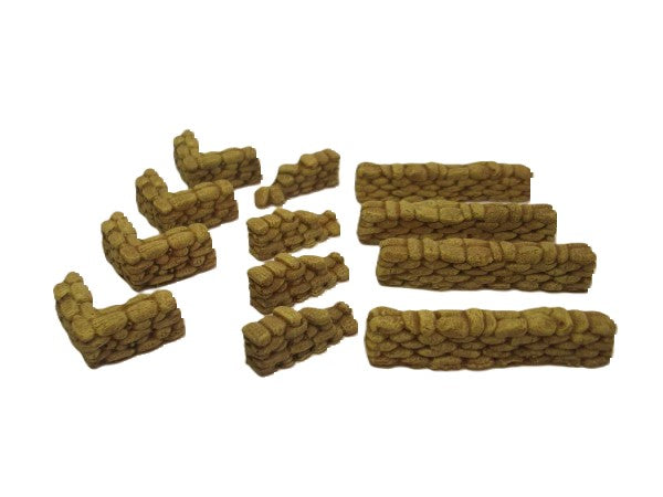 15mm 1:100 scale SANDBAG WALL SET 12pc
