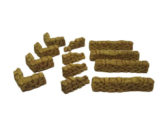 15mm 1:100 scale SANDBAG WALL SET  12pc