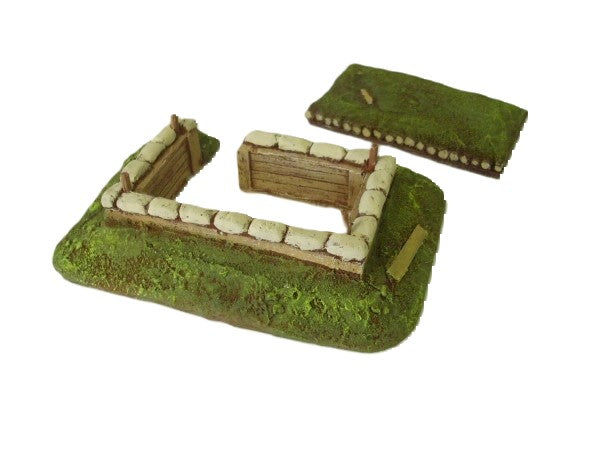 28mm  LARGE LOG COVERED SANDBAGGED BUNKER