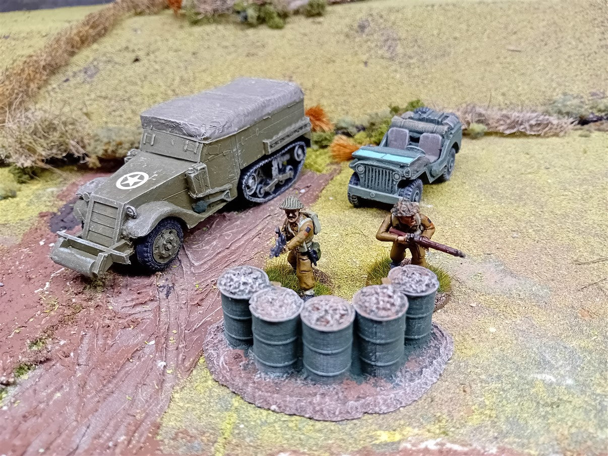 28mm 1:48 scale OIL DRUM CHECKPOINT