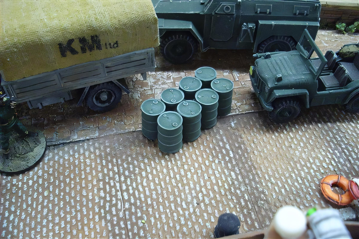 28mm STACK OF 8 44GAL OIL DRUMS