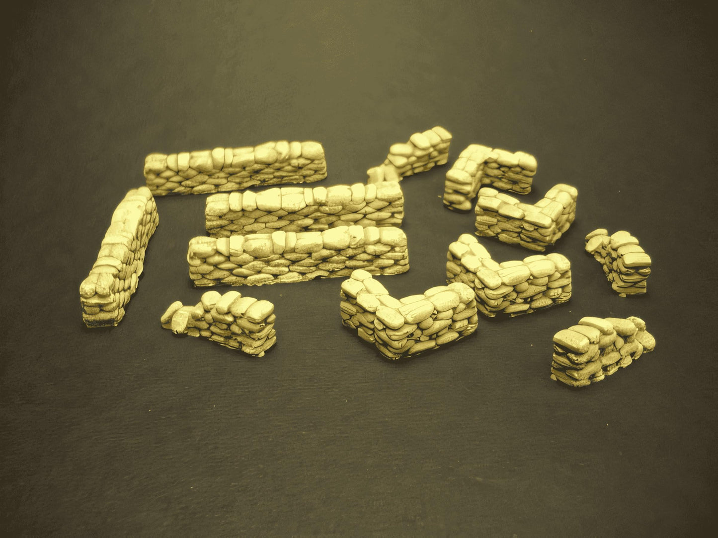 15mm 1:100 scale SANDBAG WALL SET 12pc