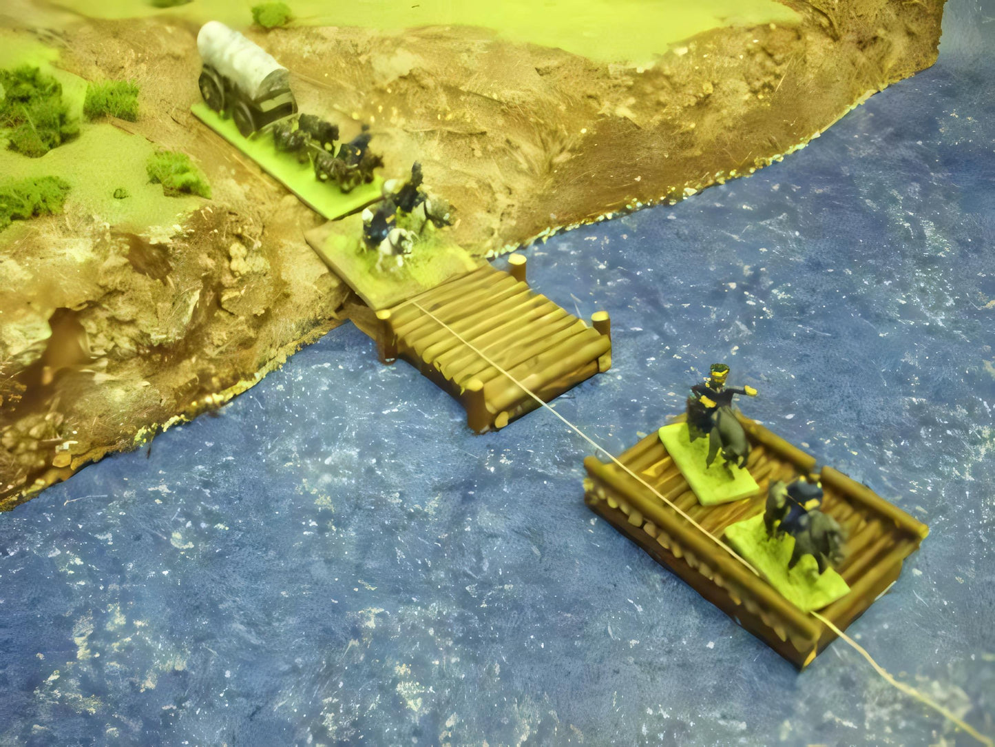 15mm 1:100 scale FELLED LOG BRIDGE/ROPE PULL FERRY 4 pc