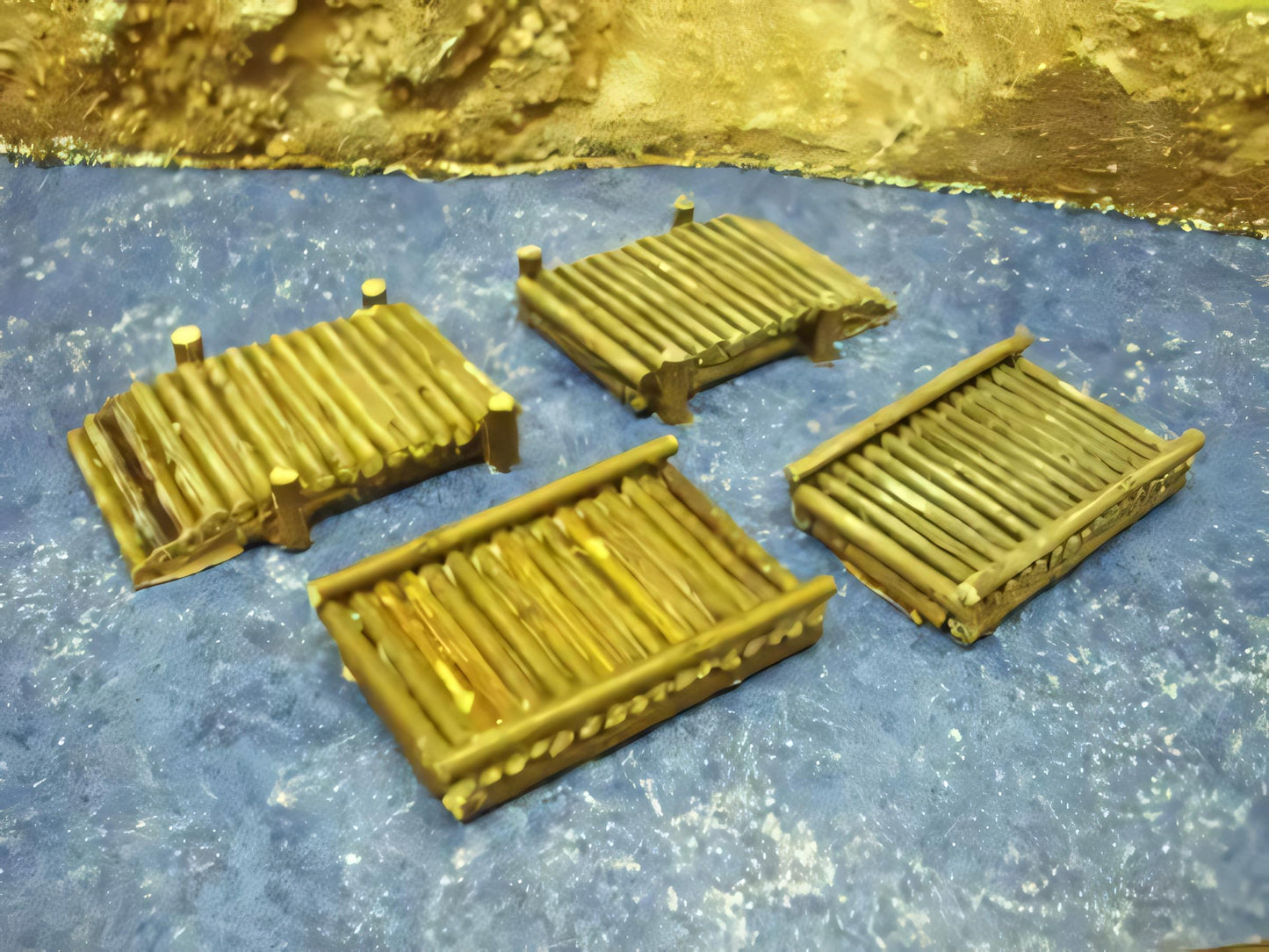 15mm 1:100 scale FELLED LOG BRIDGE/ROPE PULL FERRY 4 pc
