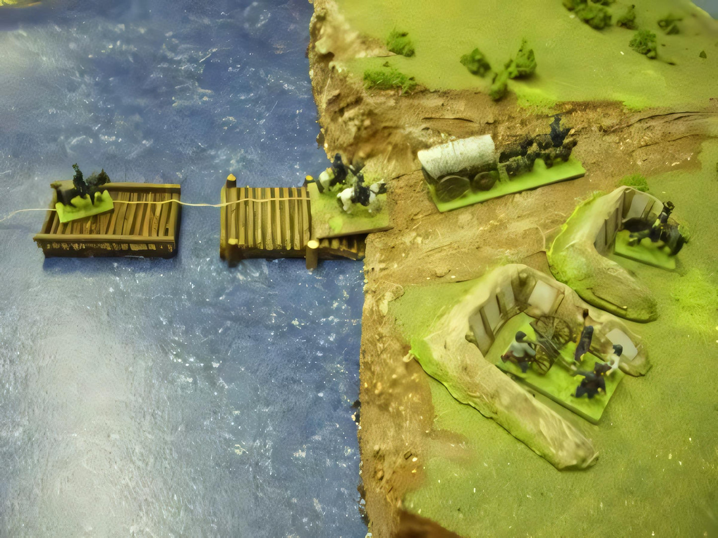 15mm 1:100 scale FELLED LOG BRIDGE/ROPE PULL FERRY 4 pc