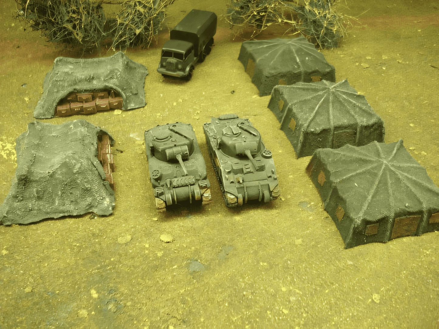 15mm 1:100 scale CAMMO NET COVERED AMMO PILE x 2