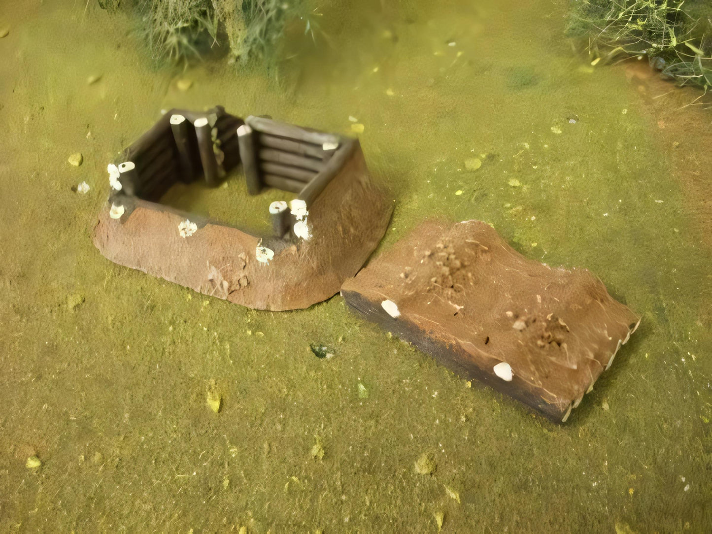 15mm 1:100 scale LOG BUNKER WITH ROOF (pack of 2)