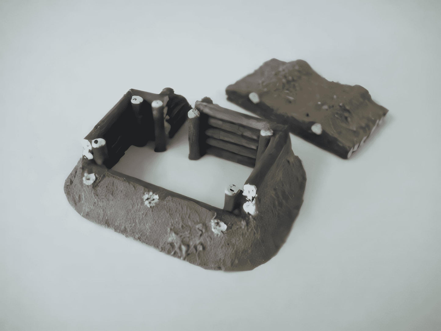 15mm 1:100 scale LOG BUNKER WITH ROOF (pack of 2)