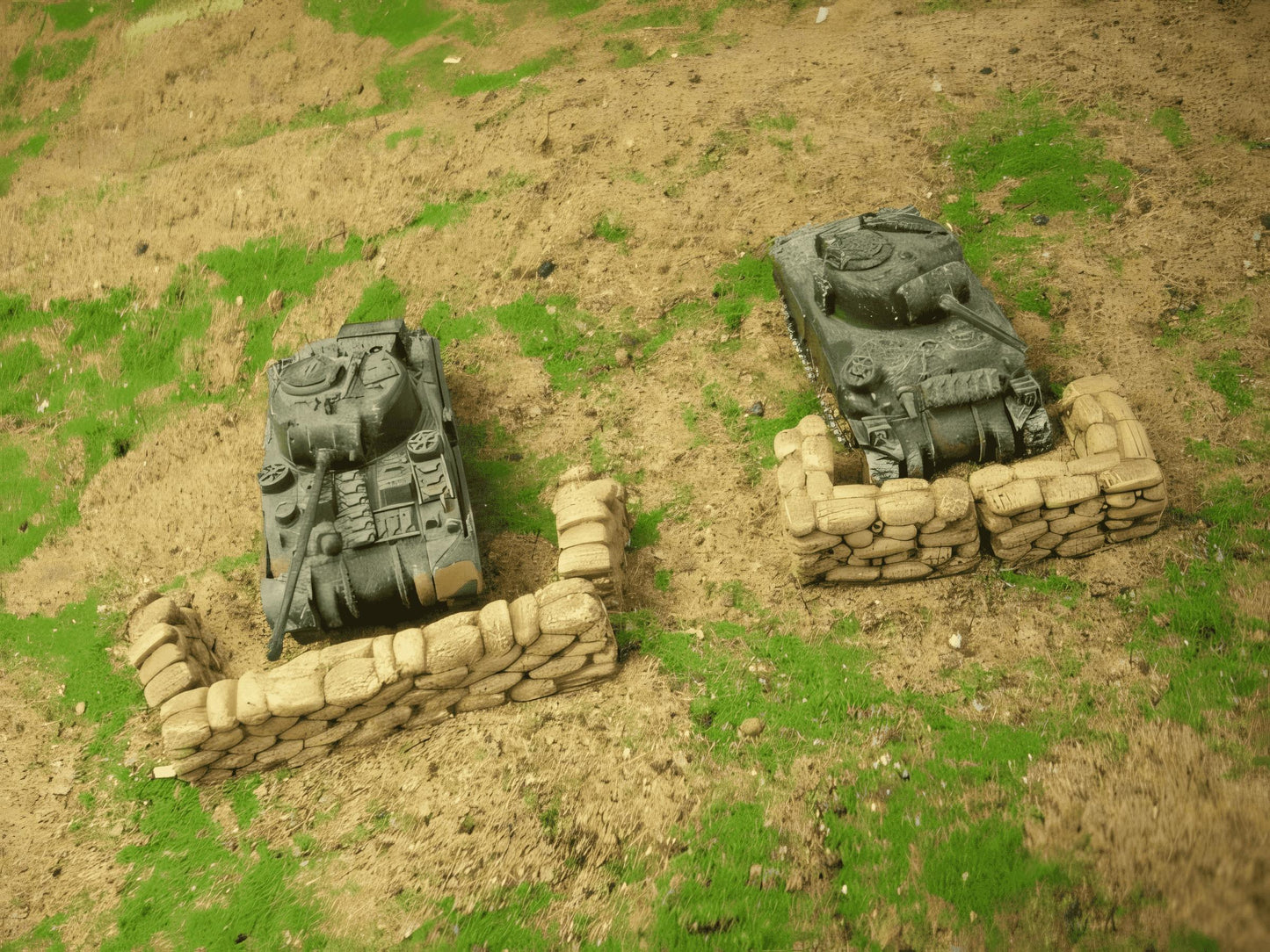 15mm 1:100 scale SANDBAG WALL SET 12pc