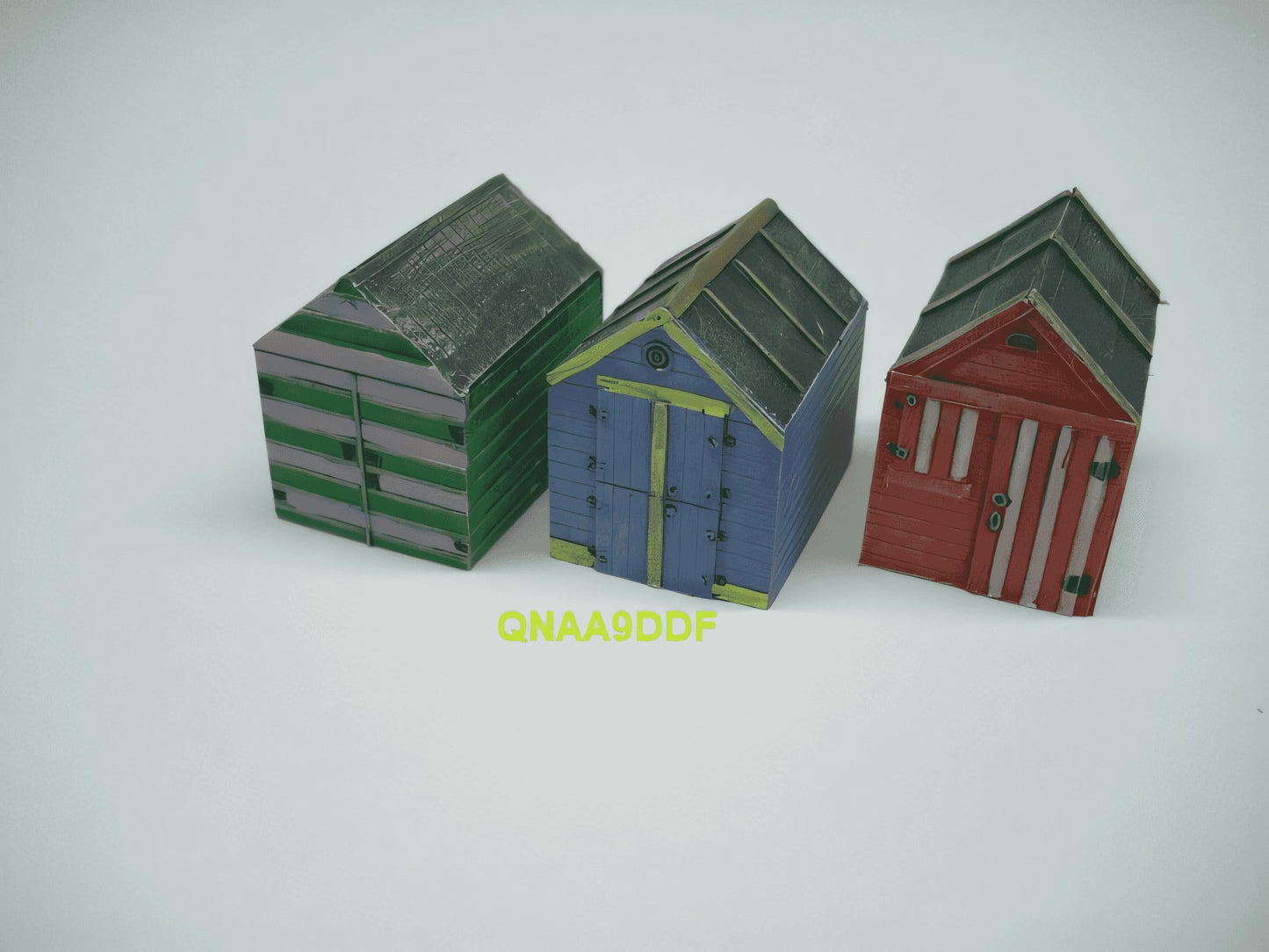 1:76 WOODEN BEACH HUTS x 3