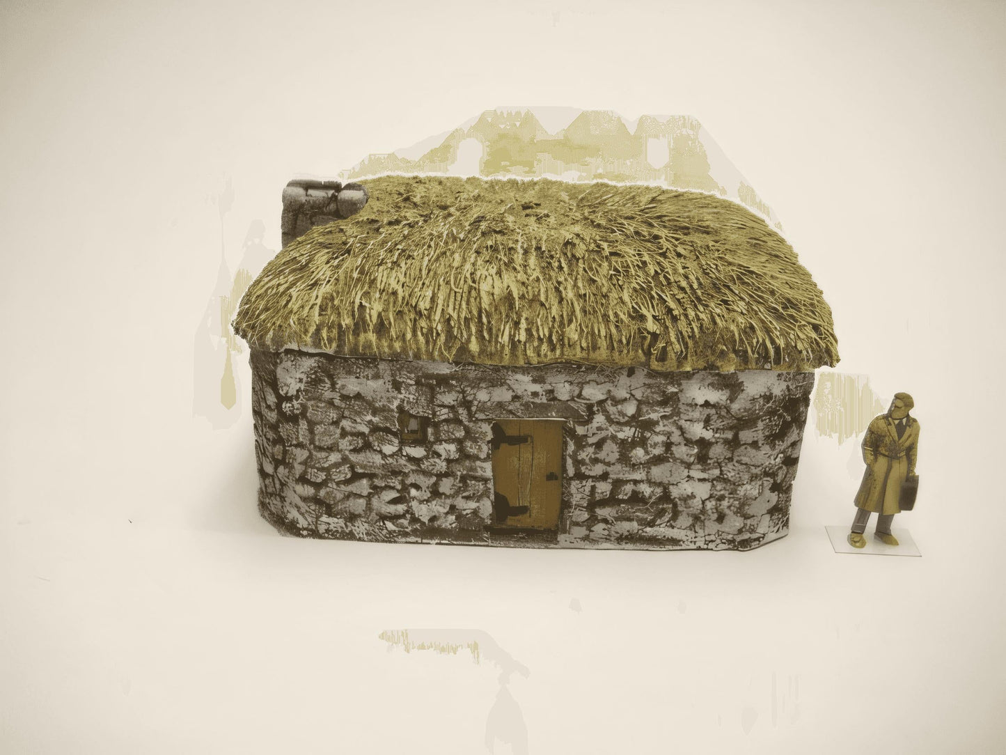 1:76 SCOTTISH BLACK HOUSE with stone chimney