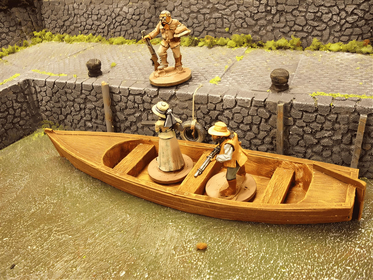 28mm SKIFF WOODEN HULLED BOAT.
