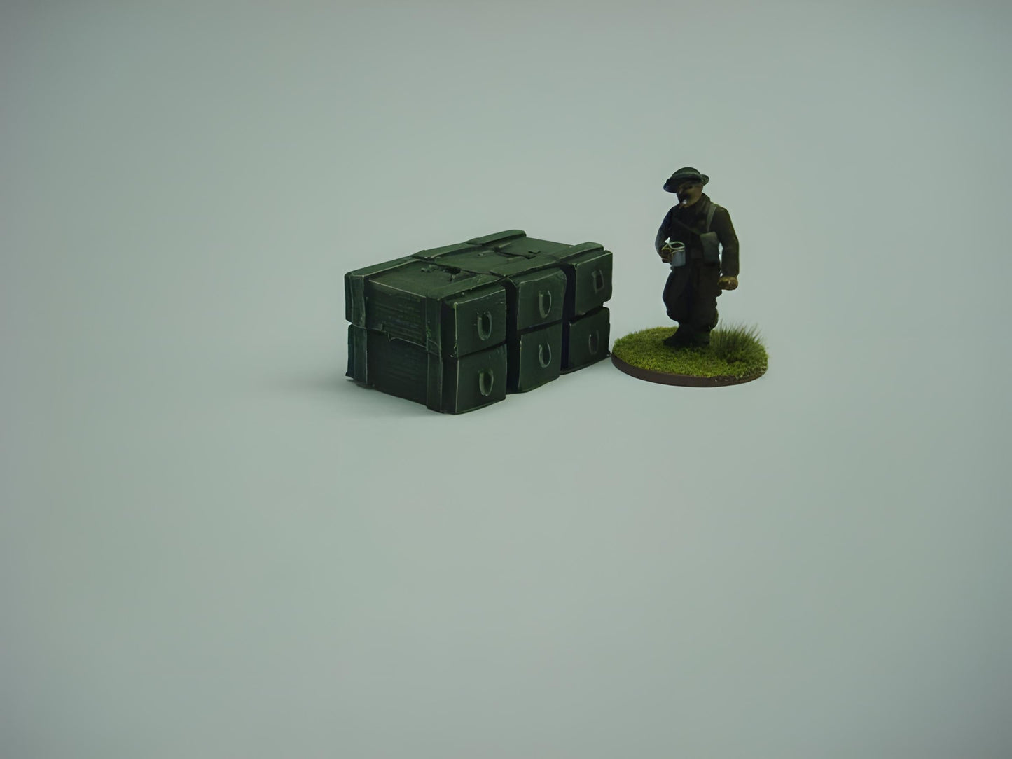 28mm STACK OF 6 WOODEN AMMO BOXES