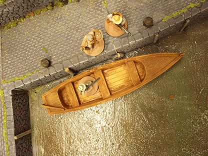 1:56  SKIFF WOODEN HULLED BOAT.